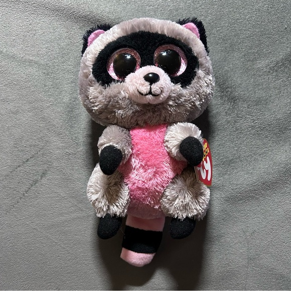 2014 Ty Beanie Boos Raccoon - ROCCO (glitter eyes) 6” - Picture 1 of 4